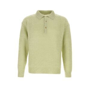 Auralee Men Pastel Green Mohair Blend Polo Shirt